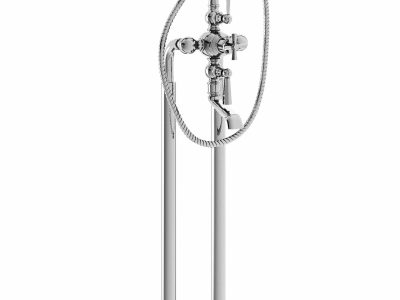 Thermostat-Wannenfüll- und Brausebatterie auf Standsäulen
