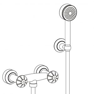 Aufputz- Zweigriff- Brausebatterie