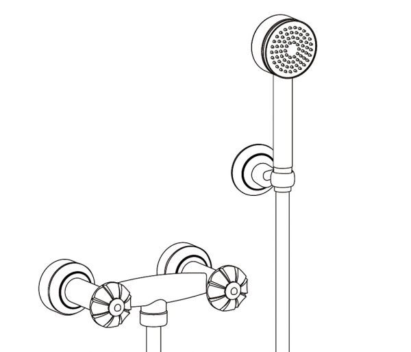 Aufputz- Zweigriff- Brausebatterie