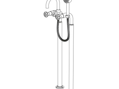 Wannenbrausebatterie auf Standsäulen